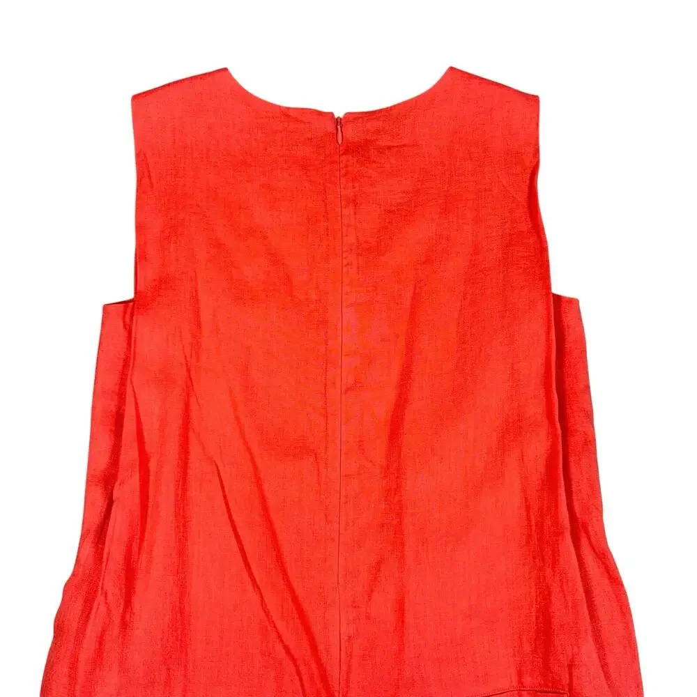 Banana Republic 100% Linen Romper XS Coral Sunset Red Sleeveless Summer Coastal